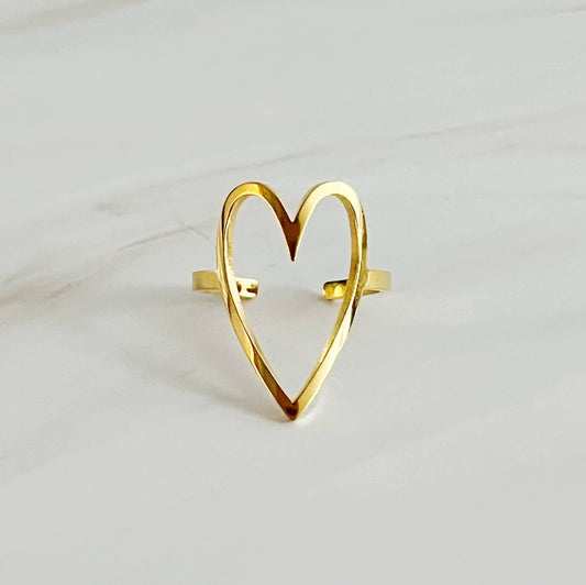 Open Heart Gold Ring