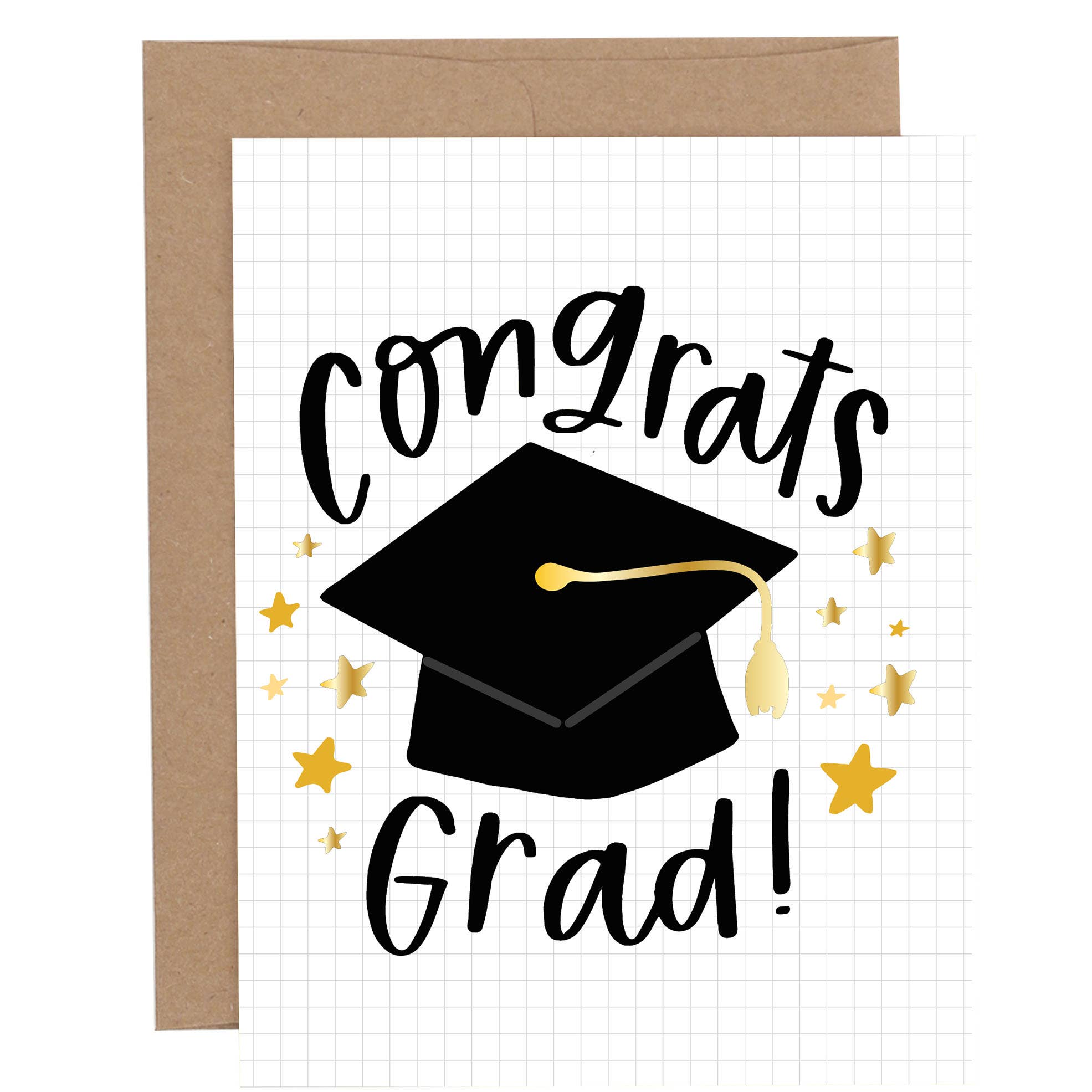 Basic Grad Card Congrats Grad Gold Foil | Graduation Card – Rose James & Co